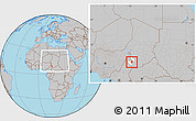Gray Location Map of Gounou, highlighted parent region, within the entire country