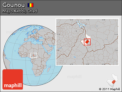 Gray Location Map of Gounou, highlighted parent region