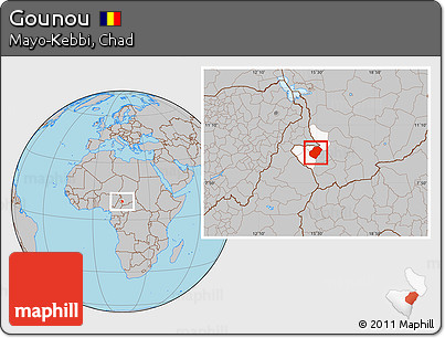 Gray Location Map of Gounou, highlighted parent region