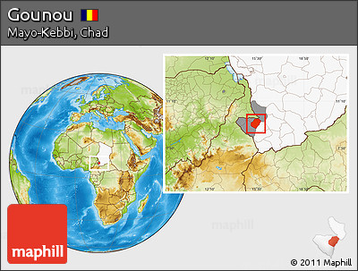 Physical Location Map of Gounou, highlighted country, highlighted parent region