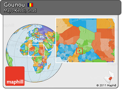 Political Location Map of Gounou, within the entire country
