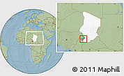 Savanna Style Location Map of Gounou, highlighted country, highlighted parent region, within the entire country, hill shading