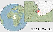 Savanna Style Location Map of Gounou, highlighted country, highlighted parent region, hill shading
