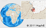 Shaded Relief Location Map of Gounou, highlighted country, highlighted parent region