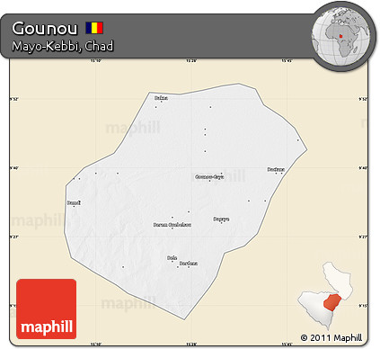 Classic Style Map of Gounou, single color outside