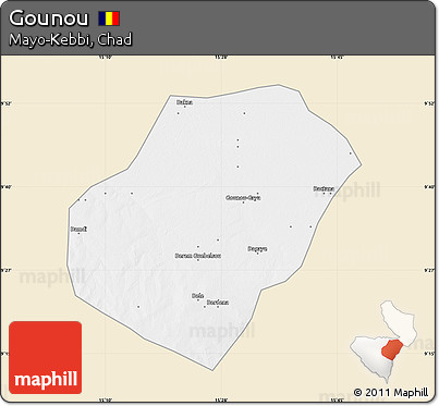 Classic Style Map of Gounou, single color outside