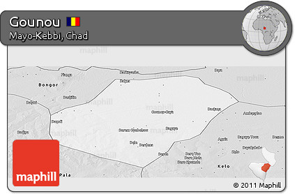 Silver Style Panoramic Map of Gounou