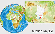 Physical Location Map of Kyabe, highlighted country, highlighted parent region, within the entire country