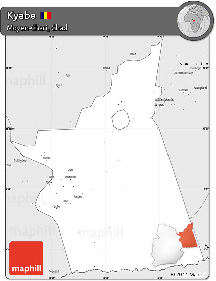 Silver Style Simple Map of Kyabe