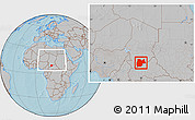 Gray Location Map of Moyen-Chari, within the entire country, hill shading