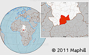 Gray Location Map of Moyen-Chari, highlighted country, hill shading
