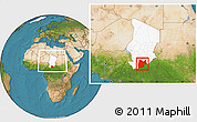 Satellite Location Map of Moyen-Chari, highlighted country, within the entire country