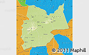 Physical Map of Moyen-Chari, political outside