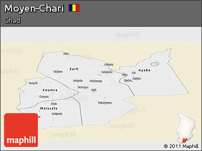 Classic Style Panoramic Map of Moyen-Chari, single color outside