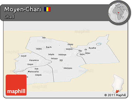 Classic Style Panoramic Map of Moyen-Chari, single color outside
