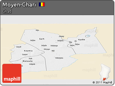 Classic Style Panoramic Map of Moyen-Chari, single color outside