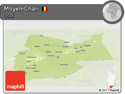Physical Panoramic Map of Moyen-Chari, lighten