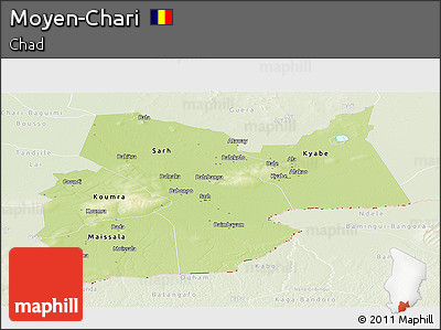 Physical Panoramic Map of Moyen-Chari, lighten
