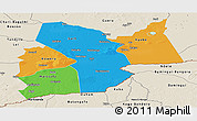 Political Panoramic Map of Moyen-Chari, shaded relief outside