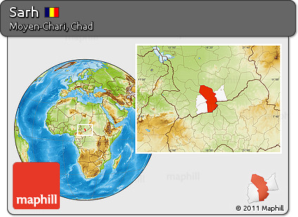 Physical Location Map of Sarh, highlighted parent region