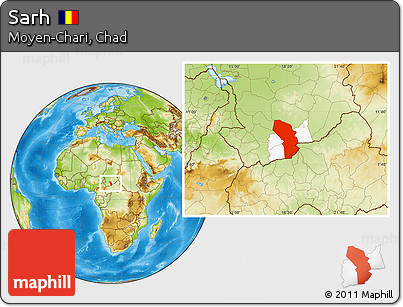 Physical Location Map of Sarh, highlighted parent region