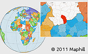 Political Location Map of Sarh, highlighted country