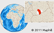 Shaded Relief Location Map of Sarh, highlighted parent region