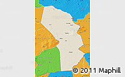 Shaded Relief Map of Sarh, political outside