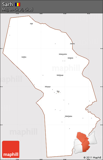 Classic Style Simple Map of Sarh, cropped outside