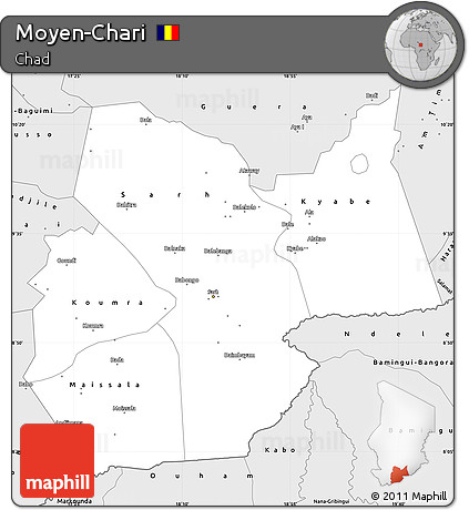Silver Style Simple Map of Moyen-Chari