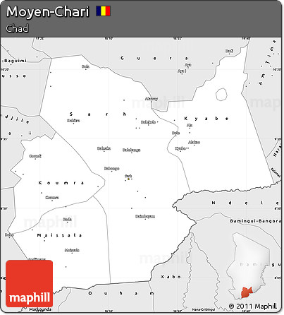Silver Style Simple Map of Moyen-Chari