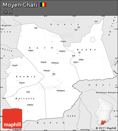 Silver Style Simple Map of Moyen-Chari