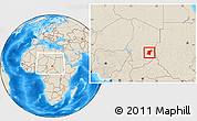 Shaded Relief Location Map of Am Dam, within the entire country