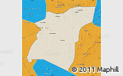 Shaded Relief Map of Am Dam, political outside