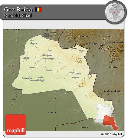 Physical 3D Map of Goz Beida, darken