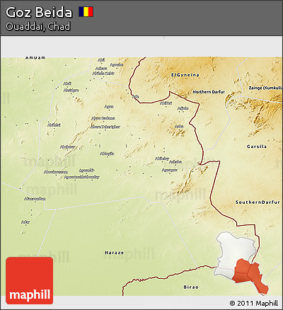 Physical 3D Map of Goz Beida