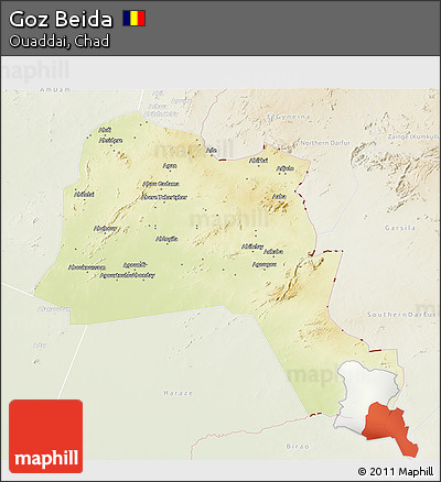 Physical 3D Map of Goz Beida, lighten