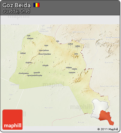Physical 3D Map of Goz Beida, lighten