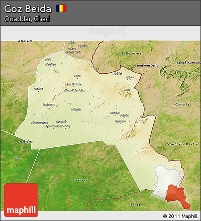 Physical 3D Map of Goz Beida, satellite outside