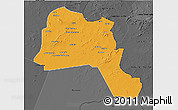 Political 3D Map of Goz Beida, darken, desaturated