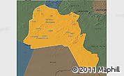 Political 3D Map of Goz Beida, darken, semi-desaturated