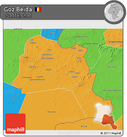 Political 3D Map of Goz Beida