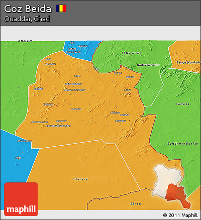 Political 3D Map of Goz Beida