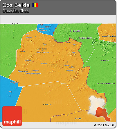 Political 3D Map of Goz Beida