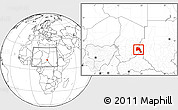 Blank Location Map of Goz Beida, within the entire country