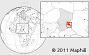 Blank Location Map of Goz Beida, highlighted country, highlighted parent region, within the entire country