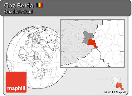 Blank Location Map of Goz Beida, highlighted country, highlighted parent region