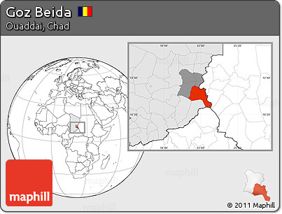 Blank Location Map of Goz Beida, highlighted country, highlighted parent region