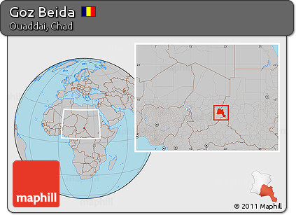Gray Location Map of Goz Beida, within the entire country