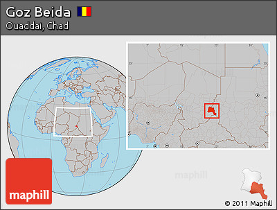 Gray Location Map of Goz Beida, within the entire country